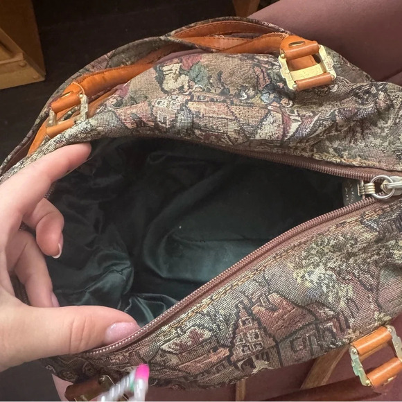 Goblins art vintage Tapestry with Brown Leather Accents duffle renaissance fairy - Picture 7 of 8